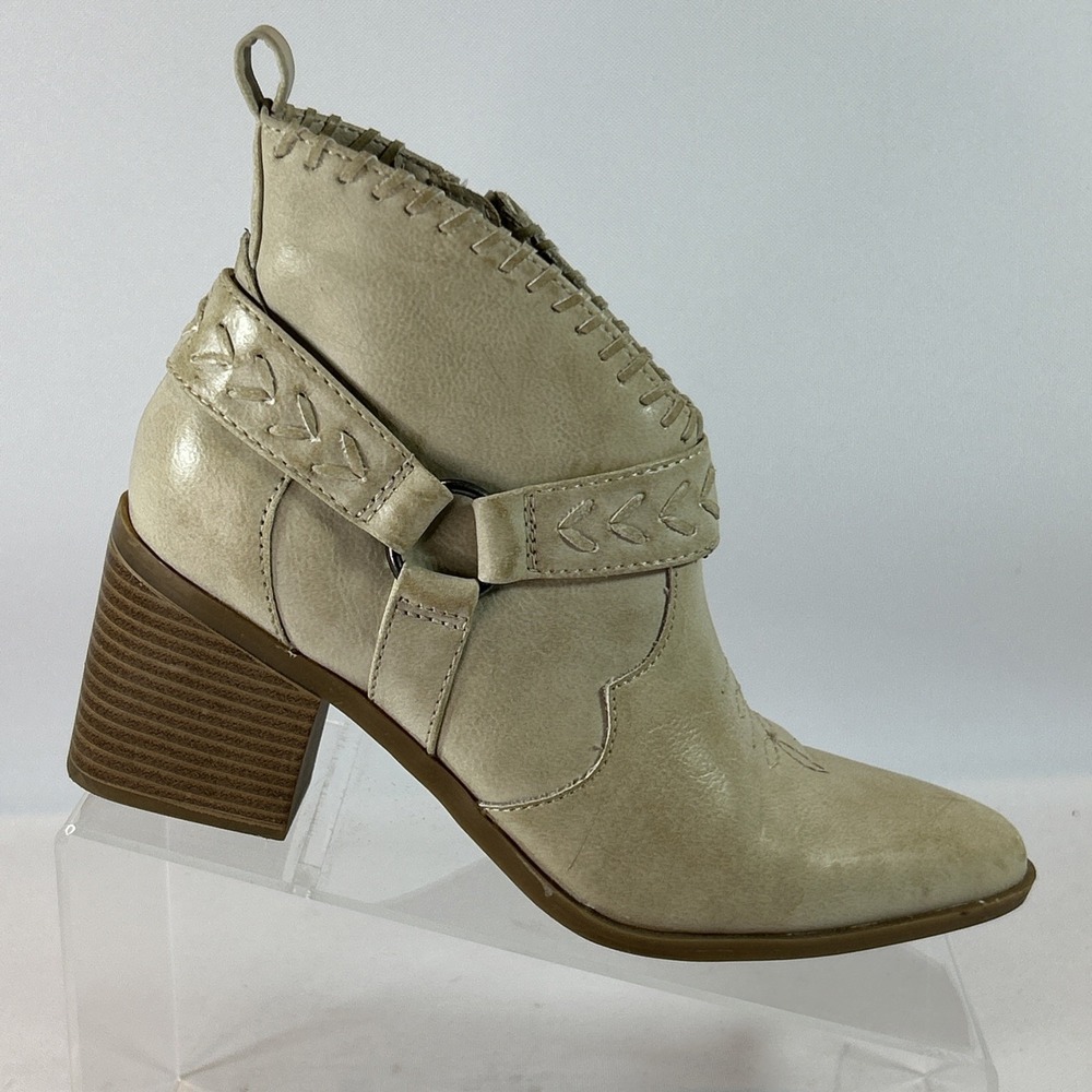 Frye and Co. Palma Stacked Heel Booties Women's Size 9.5 Stone Harness Engineer